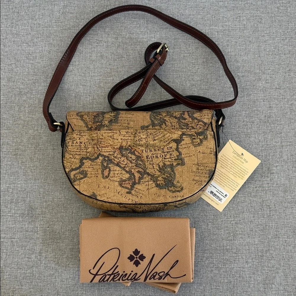 Patricia Nash European Map Print Velledoria Crossbody Bag - Picture 7 of 12